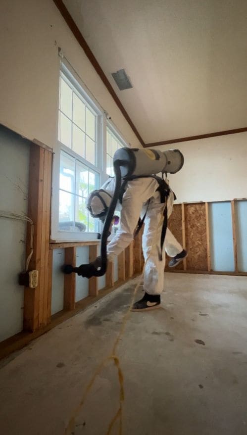 Treatment: a gutted room being treated